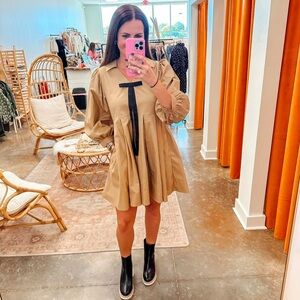 Boutique Brown / Tan Bow Dress